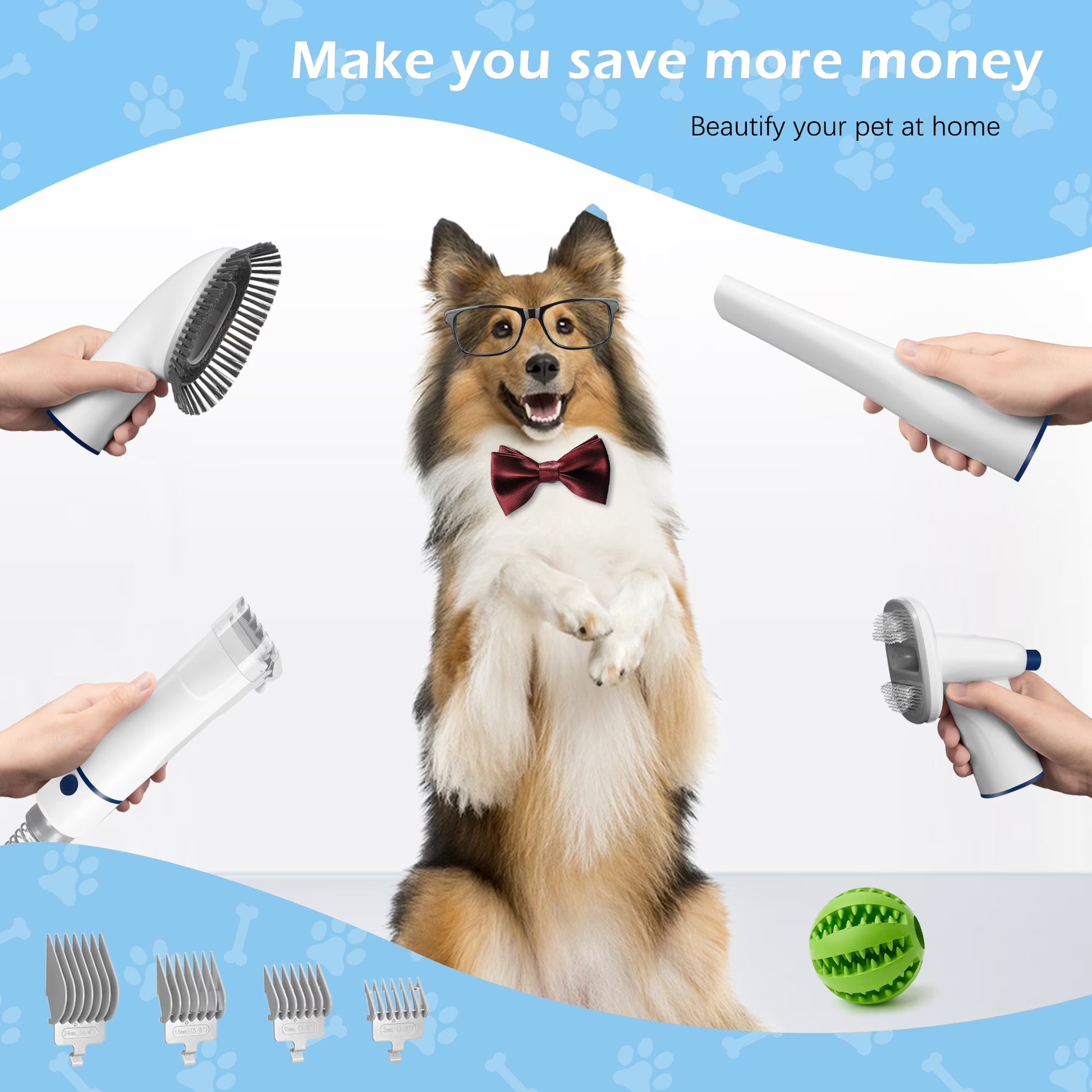 4-In-1 Dog Grooming Kit with Low Noise Clippers 