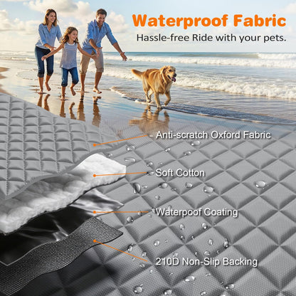 4 in 1 Dog Car Seat Cover for Back Seat, Waterproof Hammock | Mesh Window, Side Flaps, 600D Oxford, Scratch Resistant, Non-Slip, Easy Install, Machine Washable, Dog Seat Belt Included
