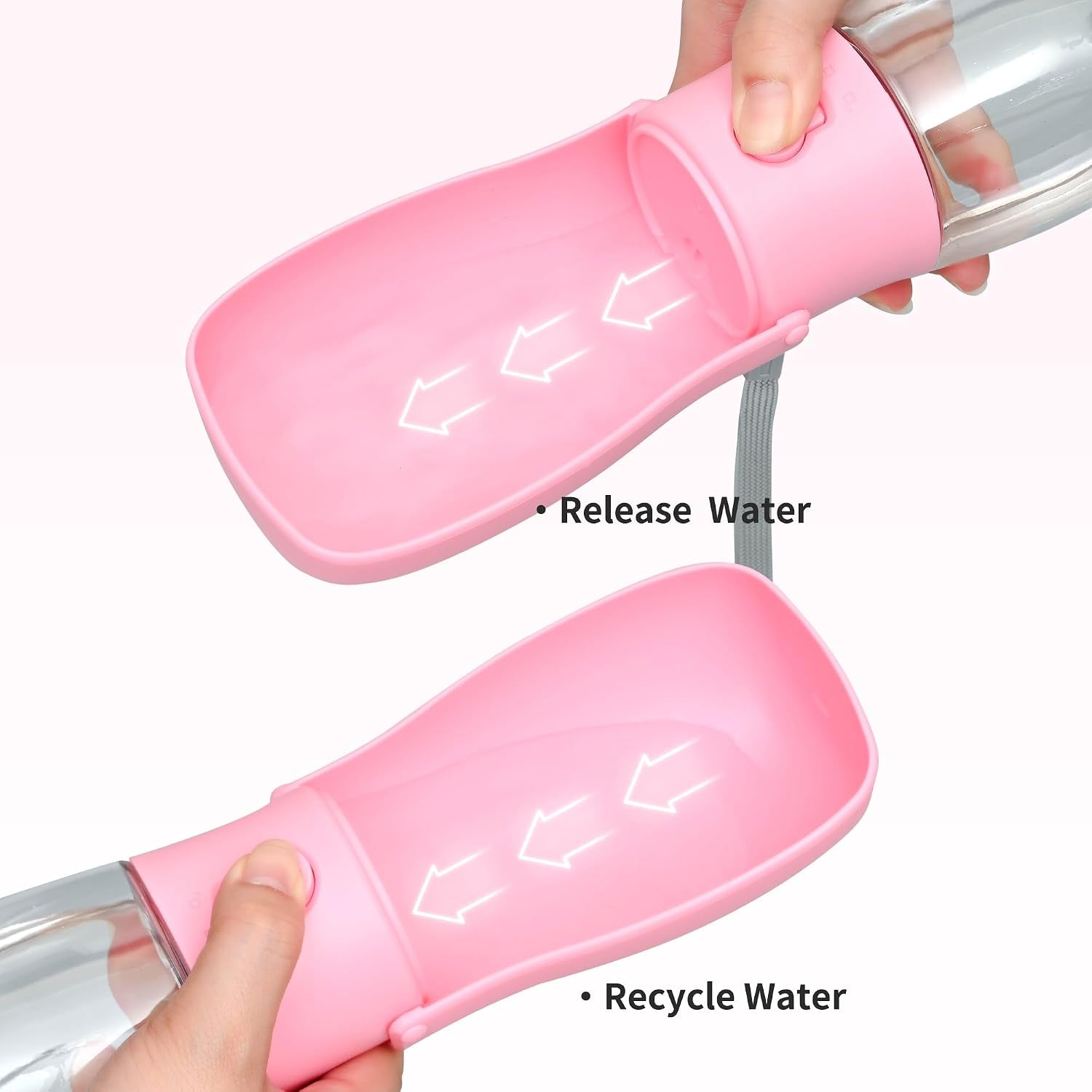 Portable Dog Water Bottle 10Oz Pink | Foldable Pet Water Dispenser, Food Grade Plastic, Ease to Use for Outdoor Walking, Hiking, Travel