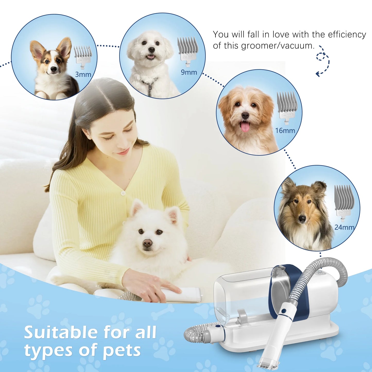 4-In-1 Dog Grooming Kit with Low Noise Clippers 
